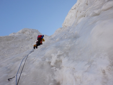 Peak Kosmos, Kyrgyzstan, Alexander Gukov, Victor Koval - Peak Kosmos in Kyrgyzstan, climbed via the north face by Russian mountaineers Alexander Gukov and Victor Koval