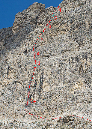 Blede alla riscossa - Blede alla riscossa (5+, 360m), Piccolo Lagazuoi, Dolomites